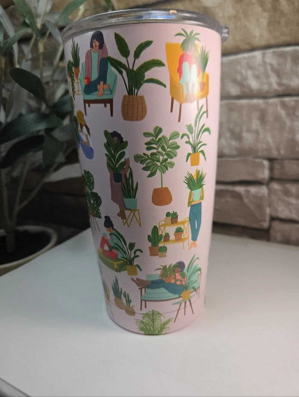 CRAZY PLANT LADY-Double Walled Stainless Women & Houseplants Tumbler Travel Lid
